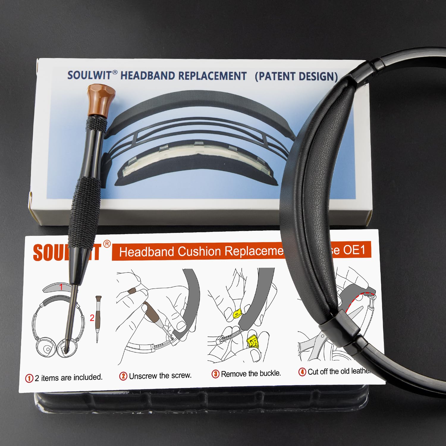 SOULWIT Bandeau Couverture pour Bose OE1 on-Ear Casque (ne Convient Pas au QC3), Pièce de Rechange pour Headband