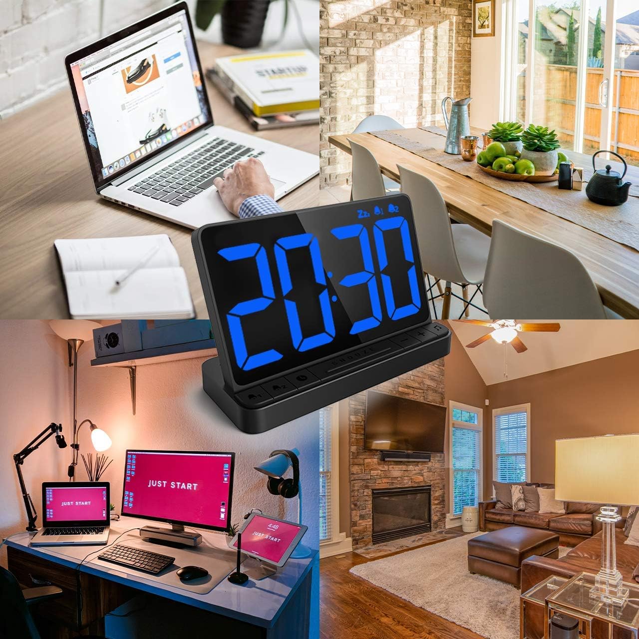 NOKLEAD Digital Alarm Clock: LED Clock with 6.5" Large Display, USB Charging Port, Stepless Dimmer, Dual Alarm, Snooze, 12/24 Hr, Easy Use Loud Clock for Heavy Sleepers Kids Seniors Bedside Bedrooms