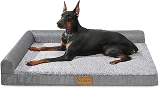 Orthopädisches Hundebett Grosse Hunde, Typ l Waschbar Hundekorb Mit Kissen Mittelgroße Hunde, Flauschig Hundesofa Wasserdicht rutschfest, 91x61cm, Grau