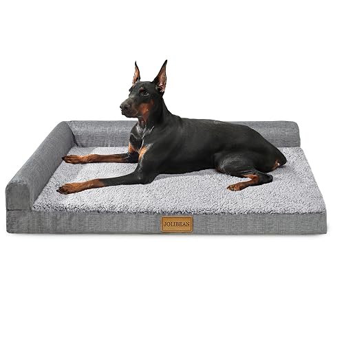 Jolibean Orthopädisches Hundebett Grosse Hunde, Typ l Waschbar Hundekorb Mit Kissen Mittelgroße Hunde, Flauschig Hundesofa Wasserdicht rutschfest, 91x61cm, Grau