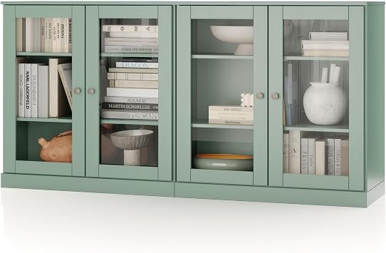 Palace Imports 100% Solid Wood 64 Sideboard with Clear Glass Doors & Adjustable Shelves