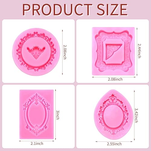 Miniatura 3 de 4 moldes de silicona para chocolate, estilo barroco, moldes de arcilla seca al aire para fondant, molde de marco para manualidades, hornear,