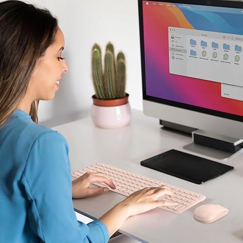 Miniatura 6 de Mobifice Lindo teclado y mouse inalámbricos para PC, computadora portátil, Windows, Mac, tabletas, iPad de Apple, ultrafino, USB inalámbrico de