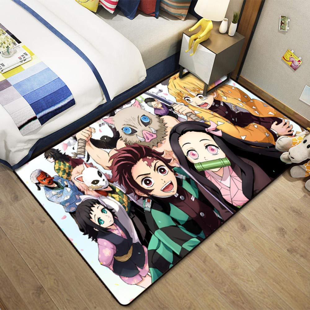 3D Demon Slayer Tapis Chambre Salon Table À Thé Canapé Anti-Dérapant Tapis De Sol Tapis De Sol Bébé Rampant Pad Paillasson-140X200CM,A,80x150cm