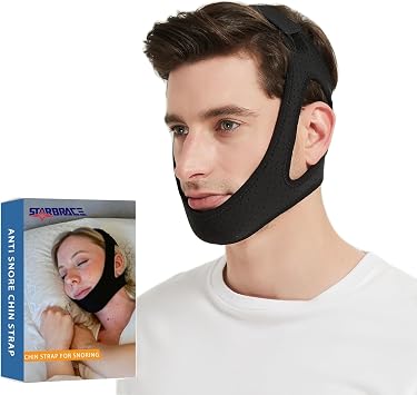 Chin Strap for Snoring - Adjustable Chin Strap for CPAP Users - Better Sleep Anti Snoring Chin Strap for Men and Women Black