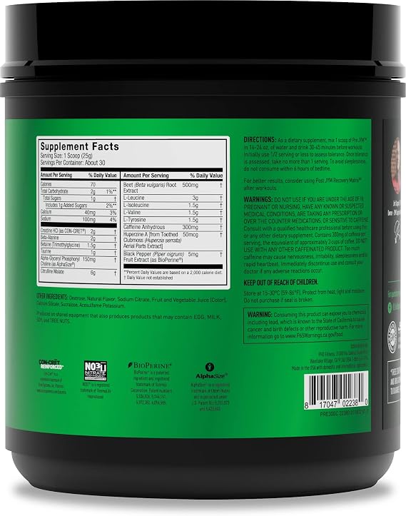 Pre JYM Grape Candy Pre Workout Powder and Post JYM Active Matrix Post-Workout Supplements Bundle, 30 Servings Each