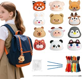 Ensemble De Couture en Feutre 12 Pièces pour Enfants Débutants Animaux Kit De Bricolage avec Accessoires