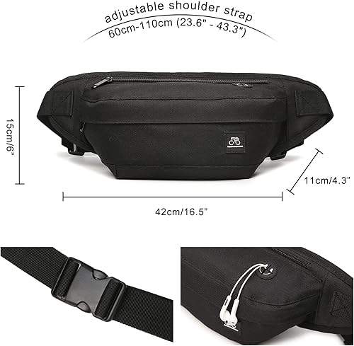 Miniatura 3 de Riñonera cruzada para hombres y mujeres, riñonera cruzada para hombres, bolsa para cinturón con orificio para auriculares y correa ajustable para