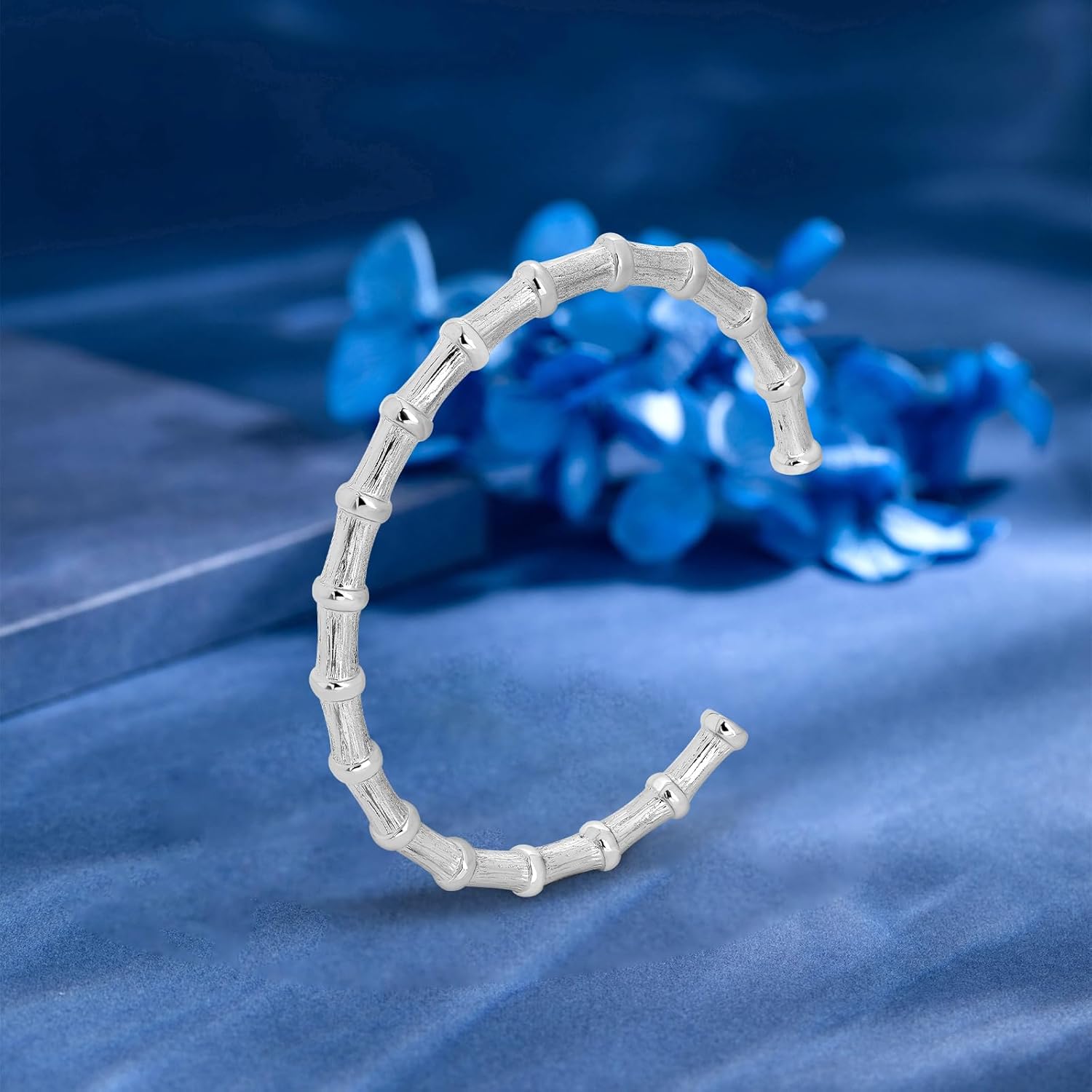 Bamboo Knot Bracelet for Women: 18K Gold Plated Dainty Classic Bamboo Style Open Clasp Cuff Bangle Trendy Minimalist Jewelry Inspirational Gift - Image 5