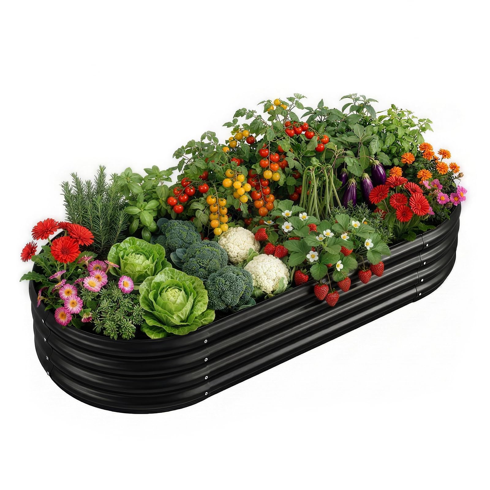 Photo 1 of Land Guard Galvanized Raised Garden Bed Kit, Galvanized Planter Raised Garden Boxes Outdoor, Oval Large Metal Raised Garden Beds for Vegetables(Grey)4×2×1ft(1pcs)