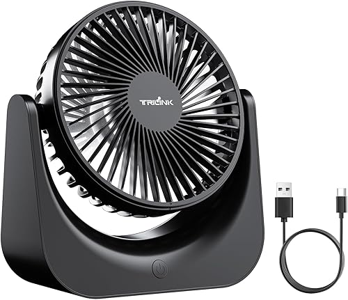 Pequeño ventilador de escritorio USB Mini ventilador de mesa de 5 velocidades con inclinación ajustable, ultra silencioso, alimentado por USB,
