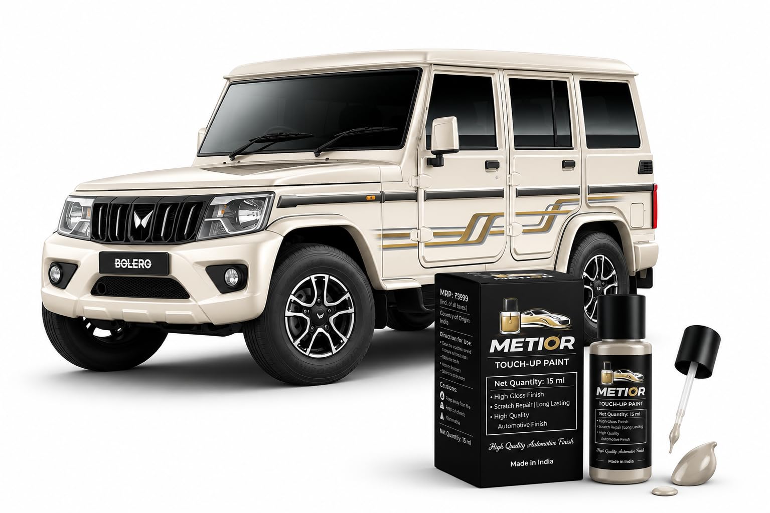 METIOR Mahindra Bolero Diamond White Touch Up Paint Pen - Image 1