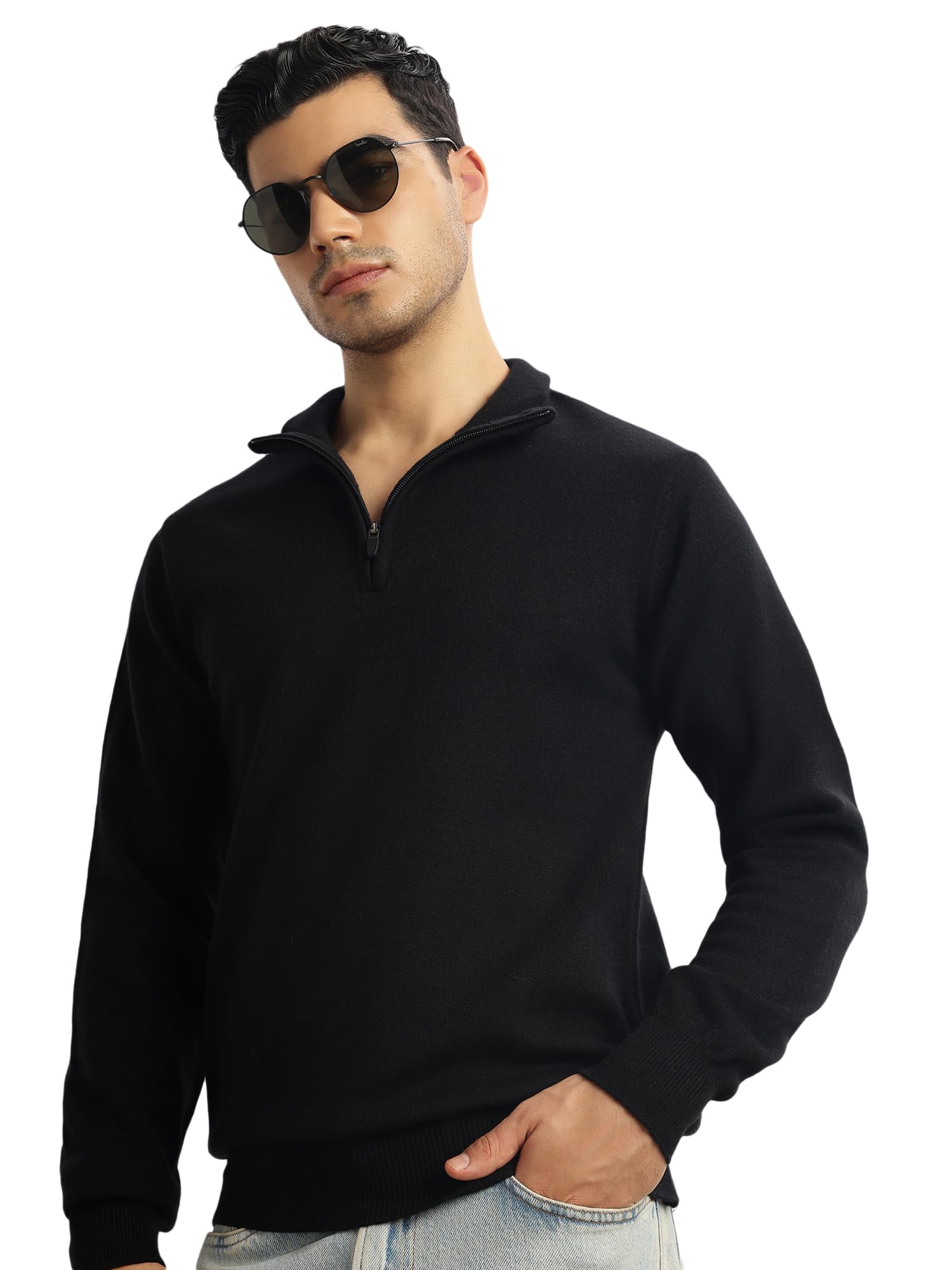 Thomas Scott Men's | Regular Fit | Long Sleeves | High Neck | Solid | Knitted | Pullover | Sweatshirt-picture-10
