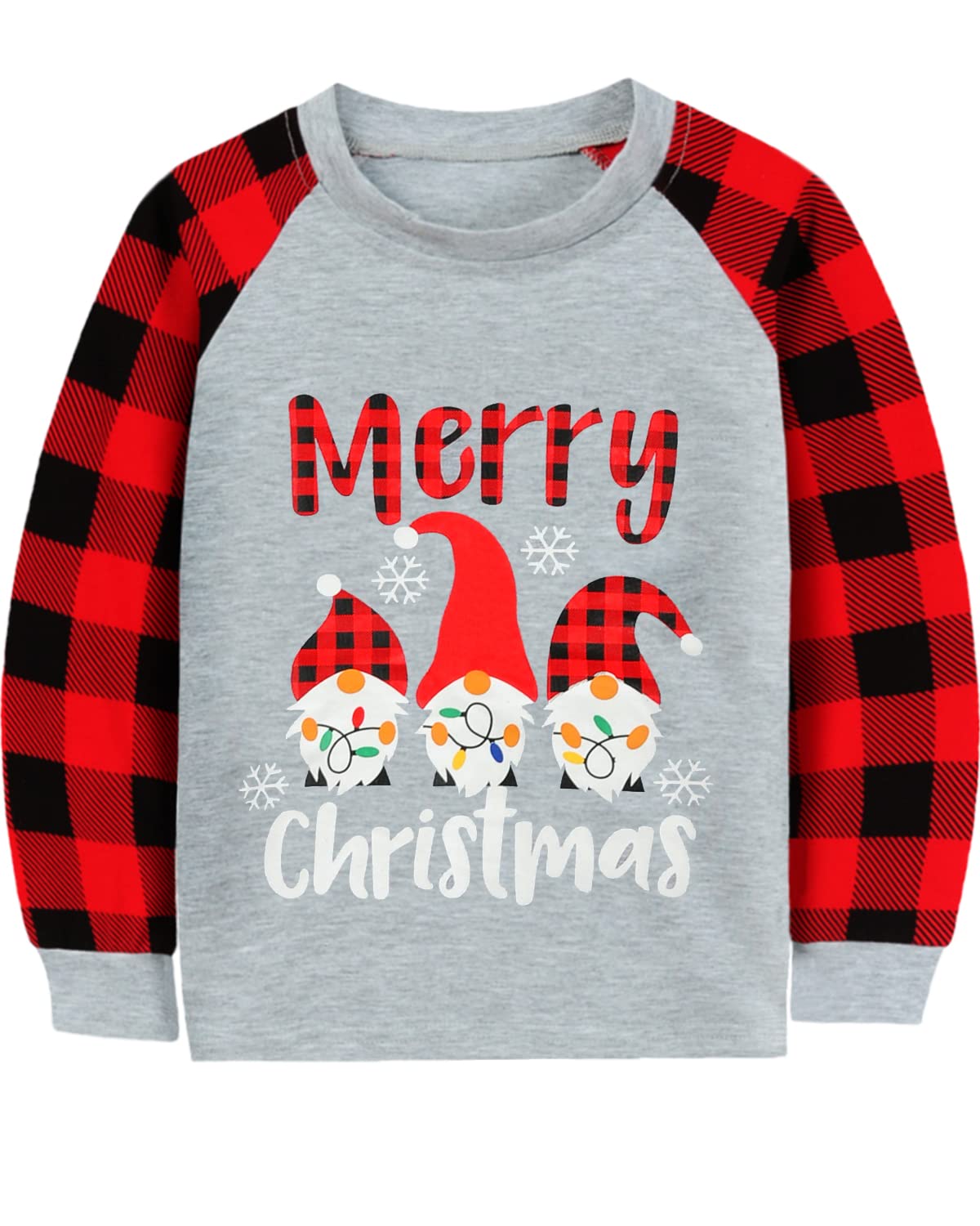 Christmas Shirt for Toddler Boys Santa Dino Reindeer Buffalo Red Plaid Long Sleeve Tshirt Tops for Kids 2-7 Years