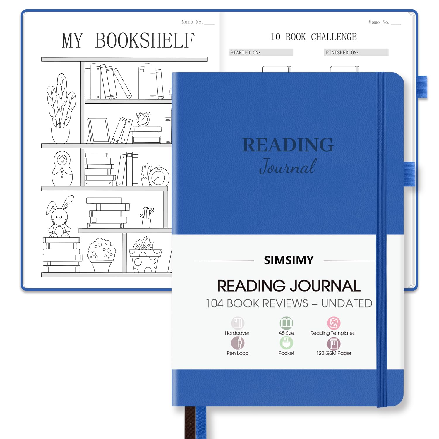 SIMSIMY Reading Journal with 104 Book Reviews, Book Journal for Books Lovers & Readers - Review and Track Your Reading Progress, Reading Log Notebook