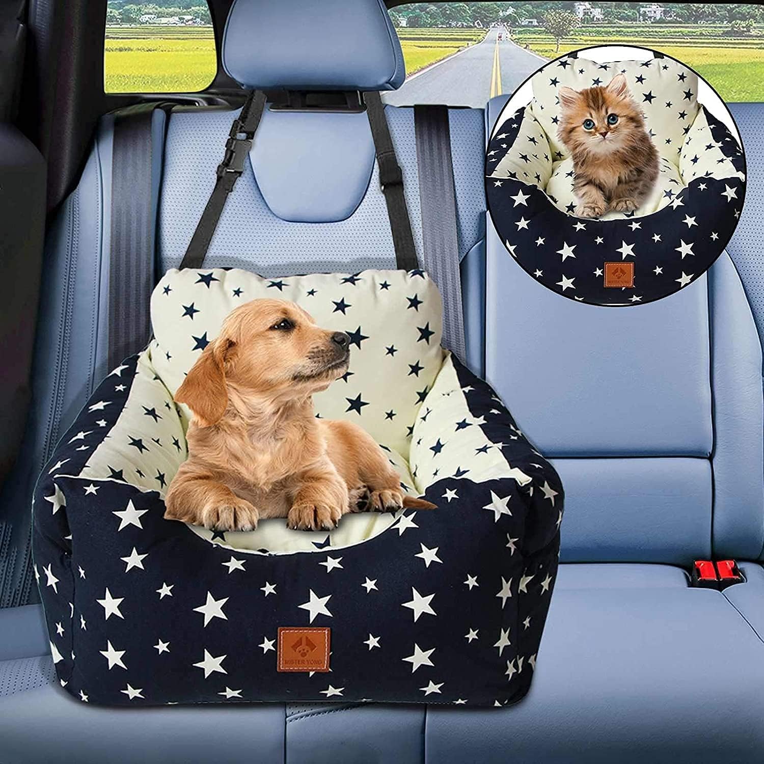 Jomifin 2 in 1 Dog Car Seat, Pet Booster Seat for Small and Medium Under 44 lbs Dogs Cats, Travel Safety Pet Car Seat with Storage Bag…