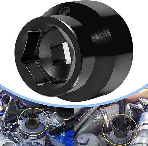 Enchufe de filtro de aceite 24mm / 36mm Tapa de filtro de combustible reversible Eliminar y instalar asistente Compatible con 6.0L / 6.4L Ford Negro