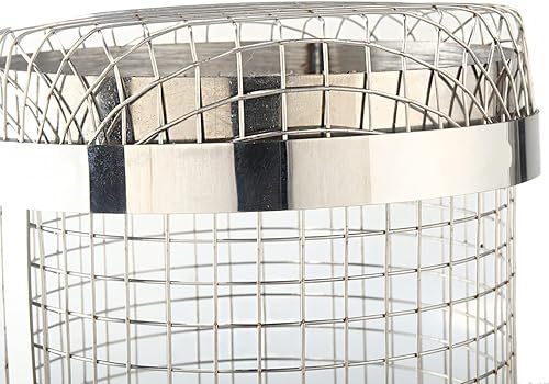 Miniatura 3 de Falytemow Cesta rodante redonda de acero inoxidable, tambor asado para hornear, parrilla rotativa para barbacoa, parrilla de malla para acampar para