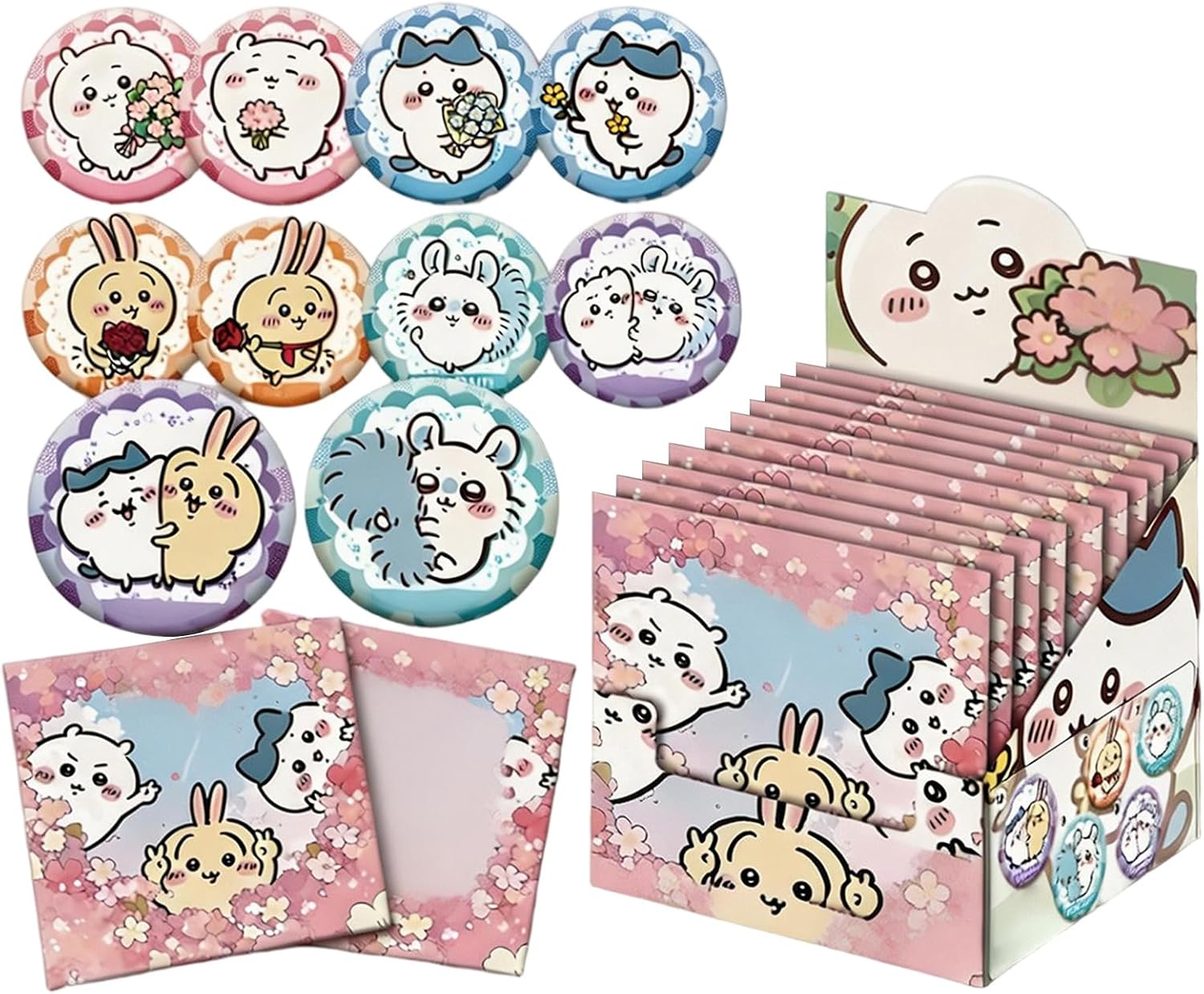 Chikawa Anime Button Badge Blind Box Pins 1 Box/10 Pack Cute Character Collectible Pins for Fans