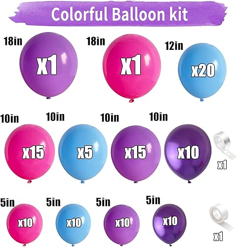 Miniatura 2 de Kit de arco de globos morados, kit de guirnalda de globos morados y rosa intenso, 99 globos morados metálicos, kit de guirnalda de globos de látex