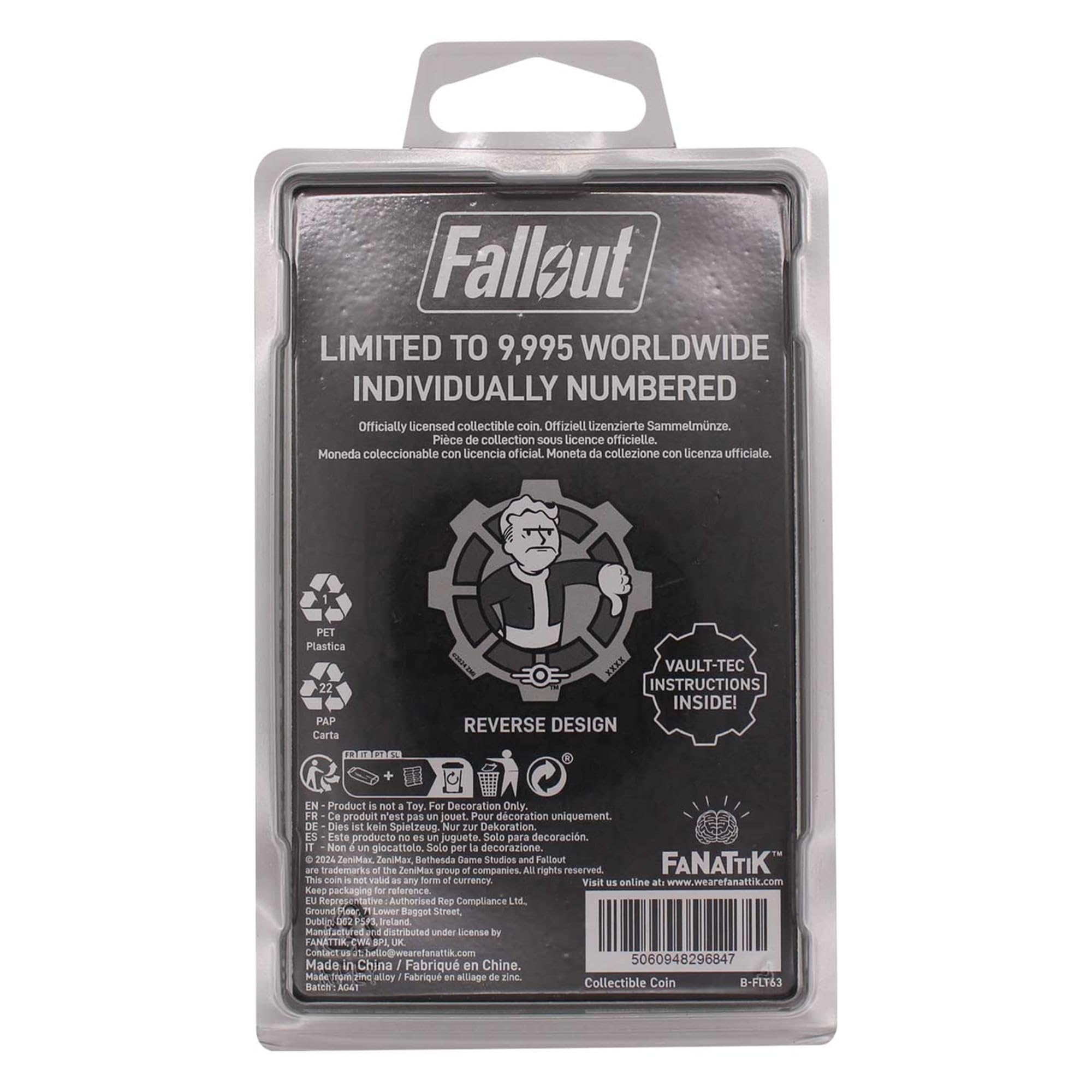 Fallout Black & White Limited Edition Collectible Decision Flip Coin - oficjalna metalowa moneta inspirowana Vault-Tec, postapokaliptyczna pamiątka dla graczy, prezent dla fanów i kolekcjonerów