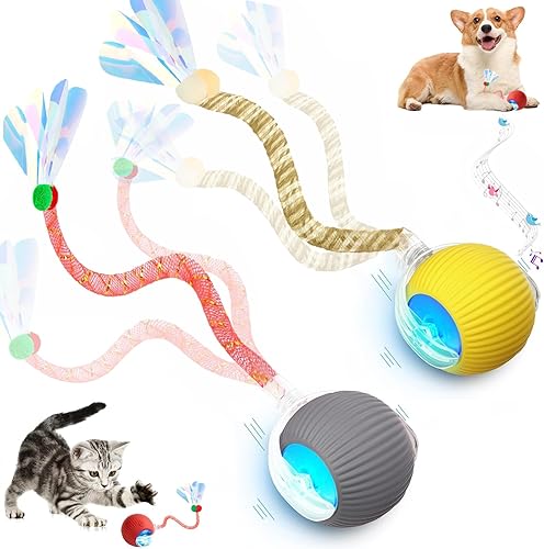 Miniatura 1 de 2 paquetes de juguetes interactivos para gatos de interior Speed 2.0, chirping y activación de movimiento, juguete inteligente de bola rodante,