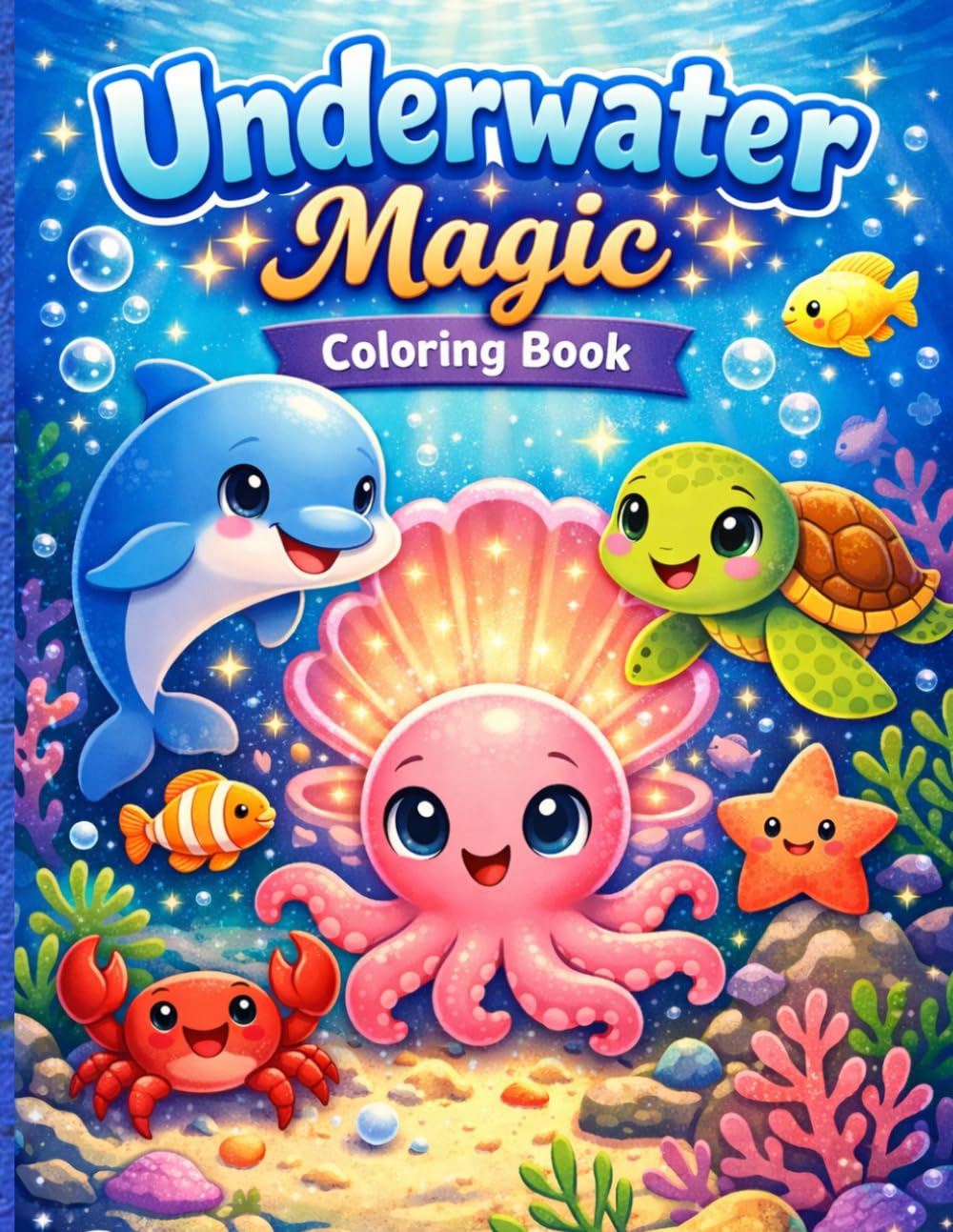 Underwater Magic Coloring Book: A Cute Ocean Coloring Book for Kids with Sea Animals, Fish, and Magical Underwater Scenes