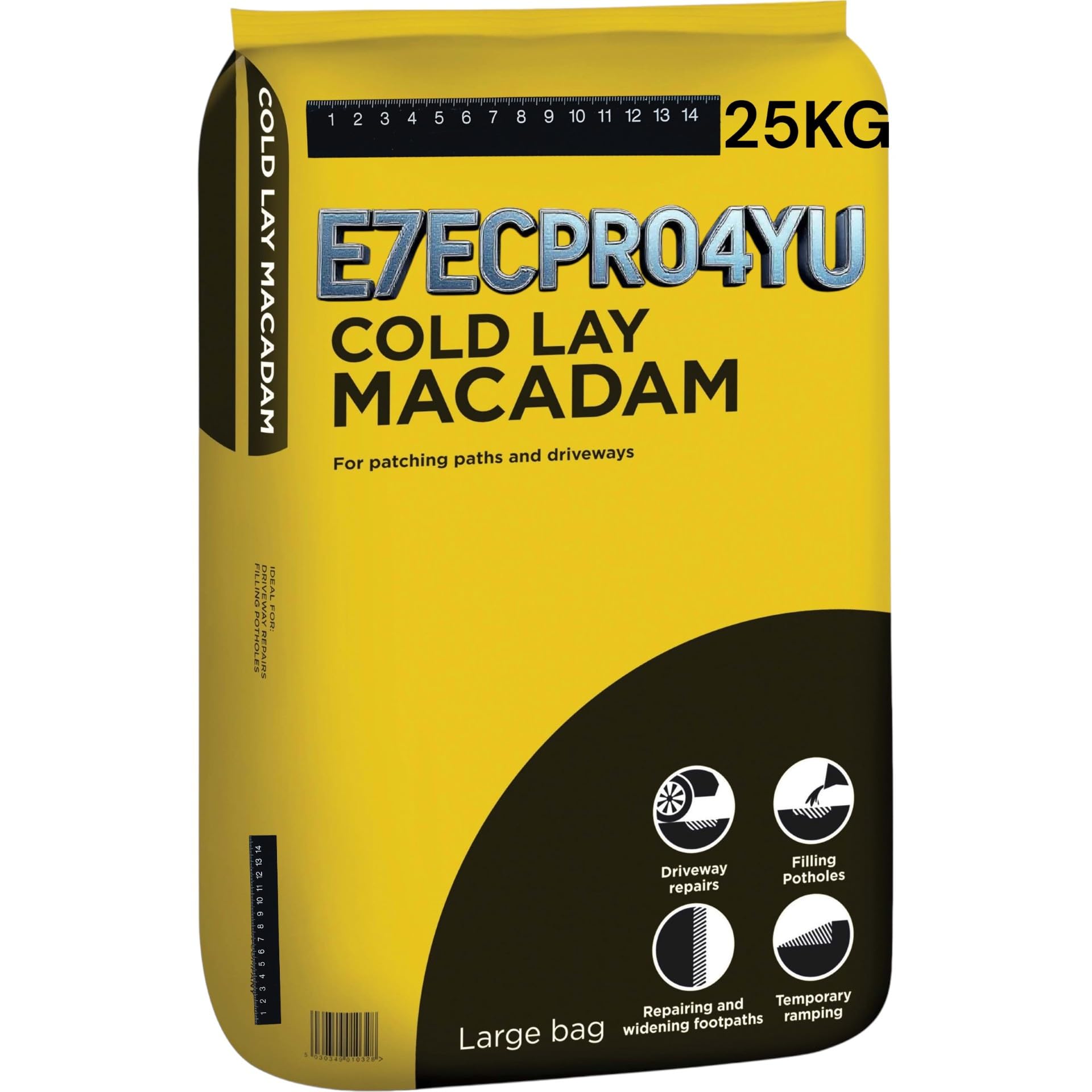 Tarmac Instant Cold Lay Macadam, Black, 25KG, Road and Driveway Repair, 6mm Graded Material (10 BAGS)