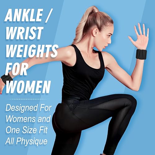 Miniatura 4 de Pesas de muñeca, pesas ajustables para muñeca y tobillo para mujer, pesas para brazos y piernas (1 libra cada una), pulseras con peso para caminar,