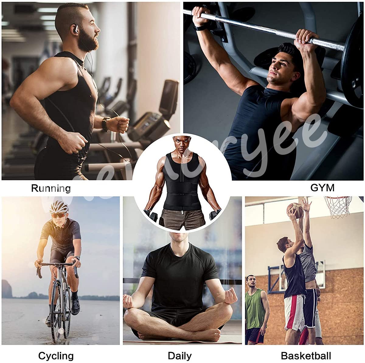 Memoryee Gilet Neoprene Body Shaper Tuta Sauna Allenamento Fitness Uomo