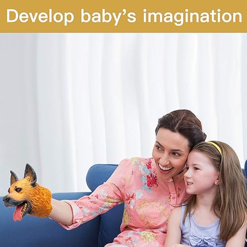 Miniatura 6 de Yolococa Marioneta de mano para perro, juguete realista de látex, suave, para contar historias, juego de rol, suministros de fiesta para niños