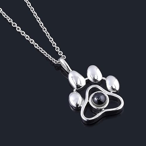 Miniatura 4 de Personalized Photo Projection Necklace Dog Paw Print Necklace I Love You Necklace 100 Languages 925 Sterling Silver Pendant Necklace Jewelry Gifts