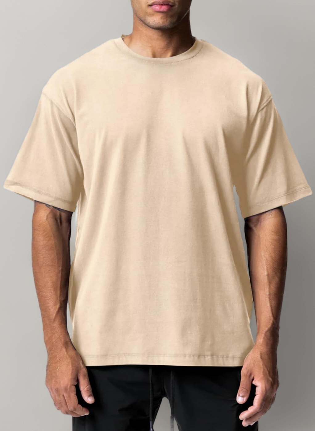 XYKJFIT Men's 1 or 2 Pack Solid Color T-Shirt Short Sleeve Fashion Loose Round Neck Gym Sports Leisure Fitness Top Oversized T-Shirt