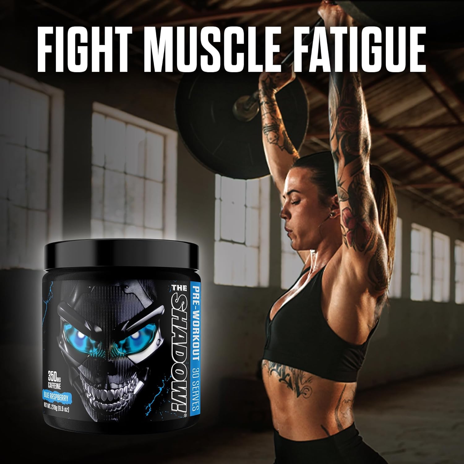 JNX SPORTS The Shadow! High Stim Preworkout | 350mg of Caffeine | Blue Raspberry 30 Servings | Electric Energy, Mental Focus & Superhuman Strength for Men & Women - Image 6