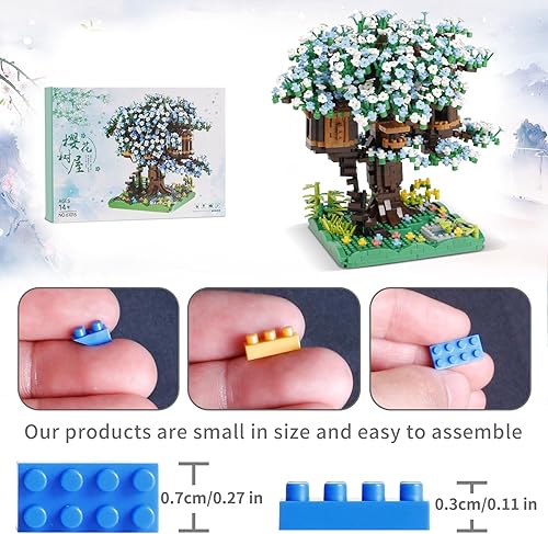 Miniatura 4 de Juego de construcción de 2008 piezas de microbloques de cerezo bonsái, creativa y exquisita casa de árbol Sakura (no compatible con Lego, nuevo