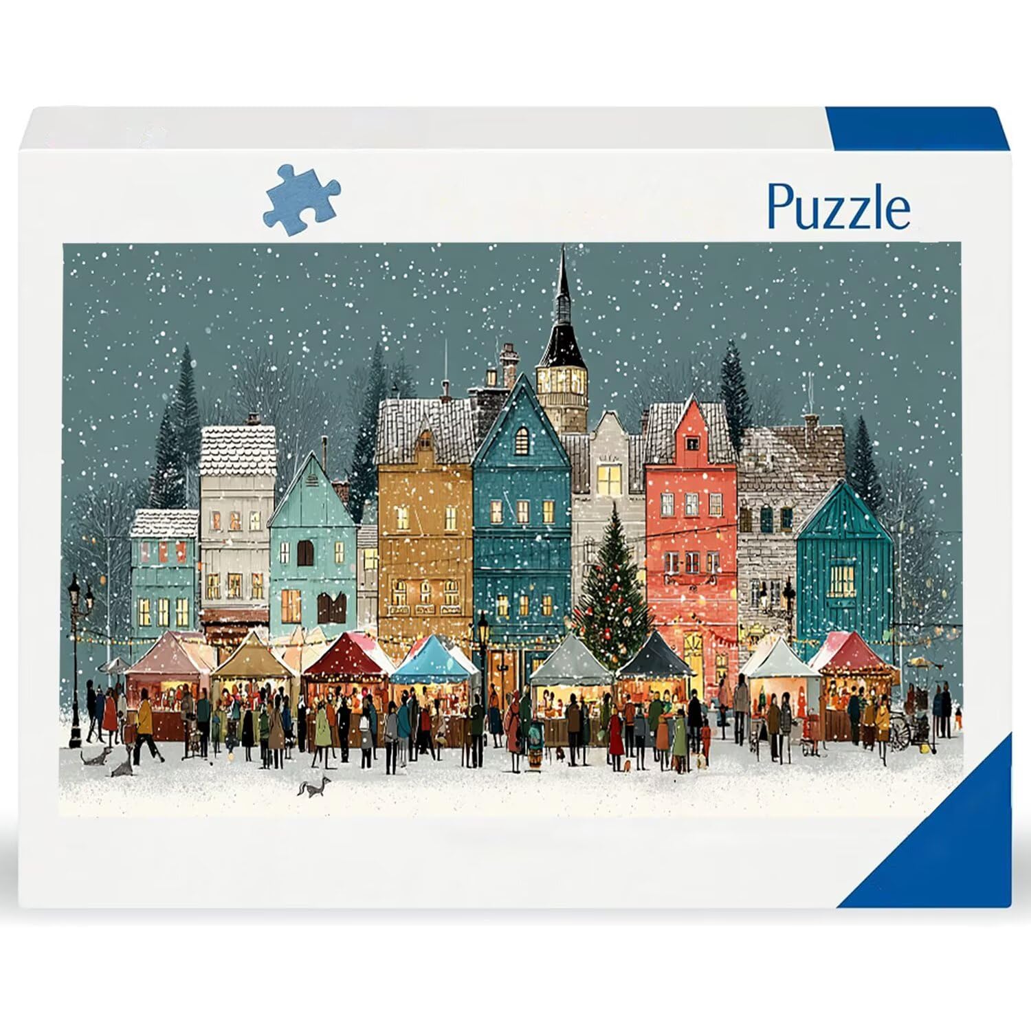 Puzzle dla dorosłych 1692 elementy, Świąteczny widok ulicy Puzzle, trudne, wymagające, puzzle idealnie pasują, napis na plecach, prezent dla seniorów (179x31cm) v-854