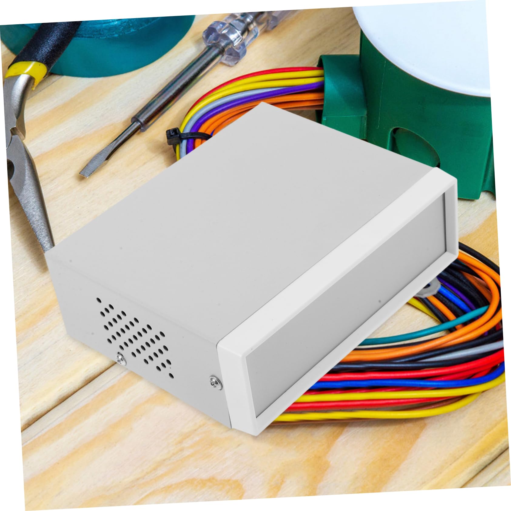 Hemobllo Scatola Di Progetto Elettrico in Metallo Grigia 50x150x120mm Pannelli Frontale e Posteriore Resistente Per Dispositivi Elettronici e Progetti Diy