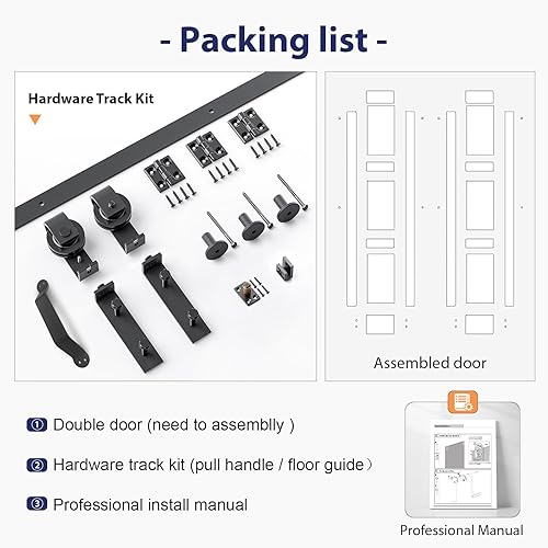 Miniatura 7 de FREDBECK Puertas plegables correderas de 32 x 84 pulgadas (doble 16 x 84) con kit de riel de hardware de 36 pulgadas incluido, MDF sólido con