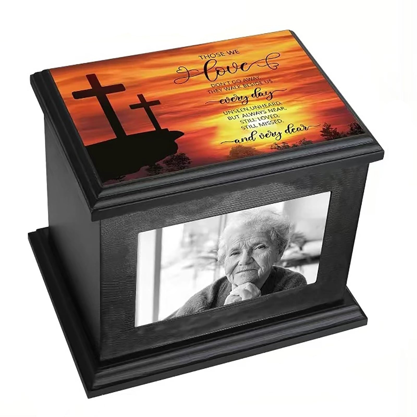 Urne per Cremazione per Ceneri Umane, Urne Commemorative Funerarie per Ceneri con Cornice per Foto, Urne in Legno con Scatola e Bara per Uomini e Donne, Urna Funeraria