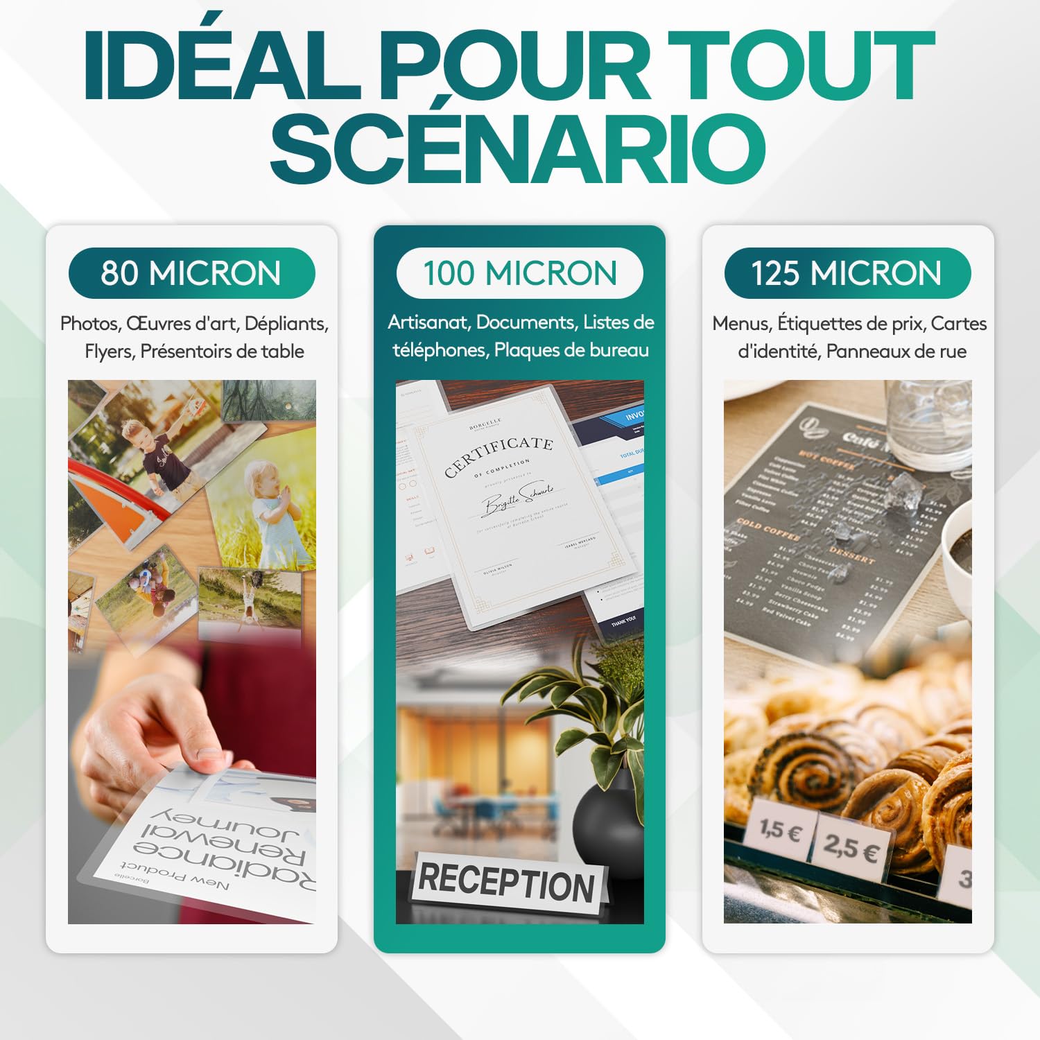 ACROPAQ Pochettes de plastification A4 mat 100 micron Anti-reflets Coins arrondis - Pack de 100