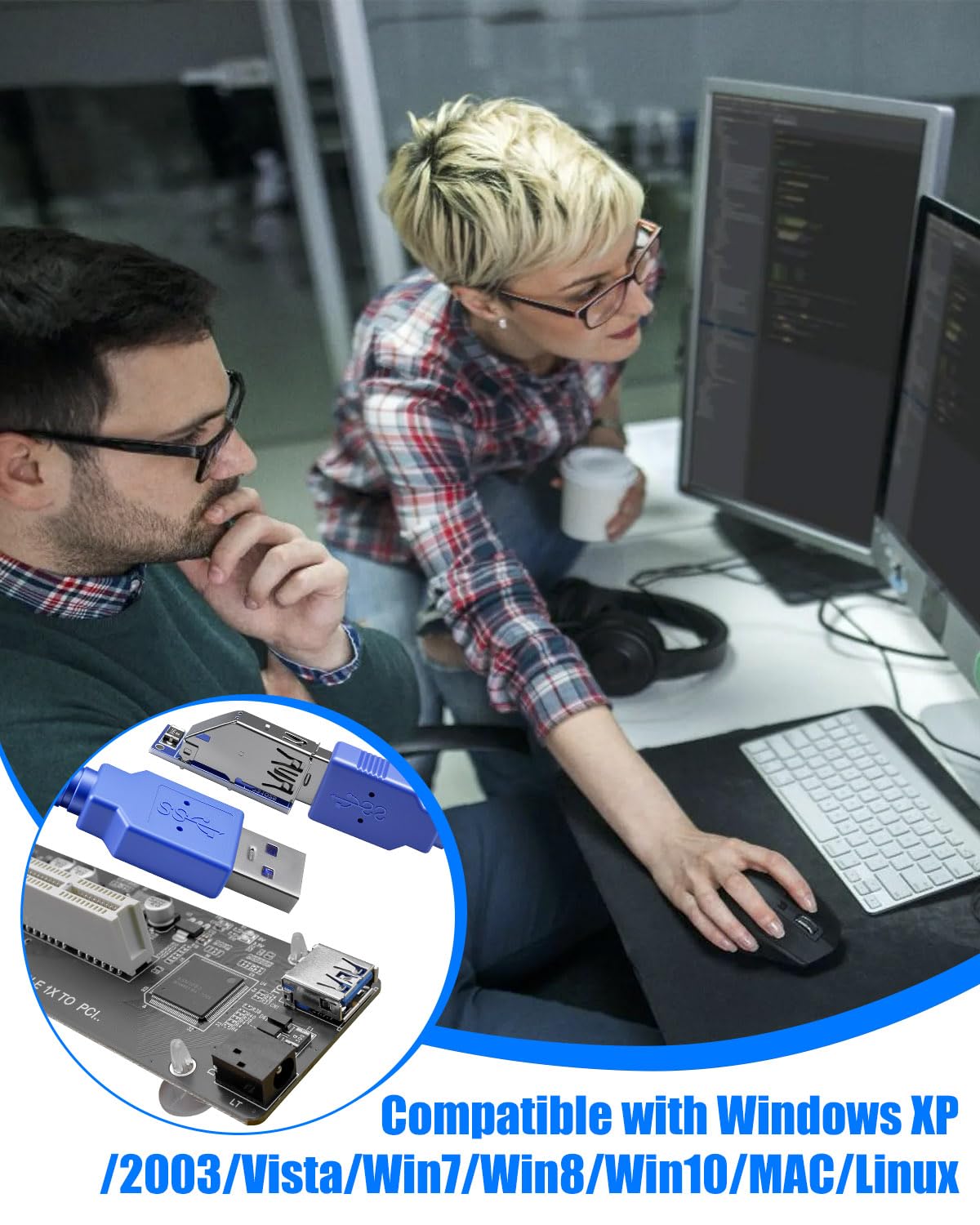 Adattatore PCIe a PCI con cavo USB 3.0 compatibile con interfacce audio Schede di acquisizione video dispositivi industriali, convertitore a slot doppio/singolo per schede PCI legacy