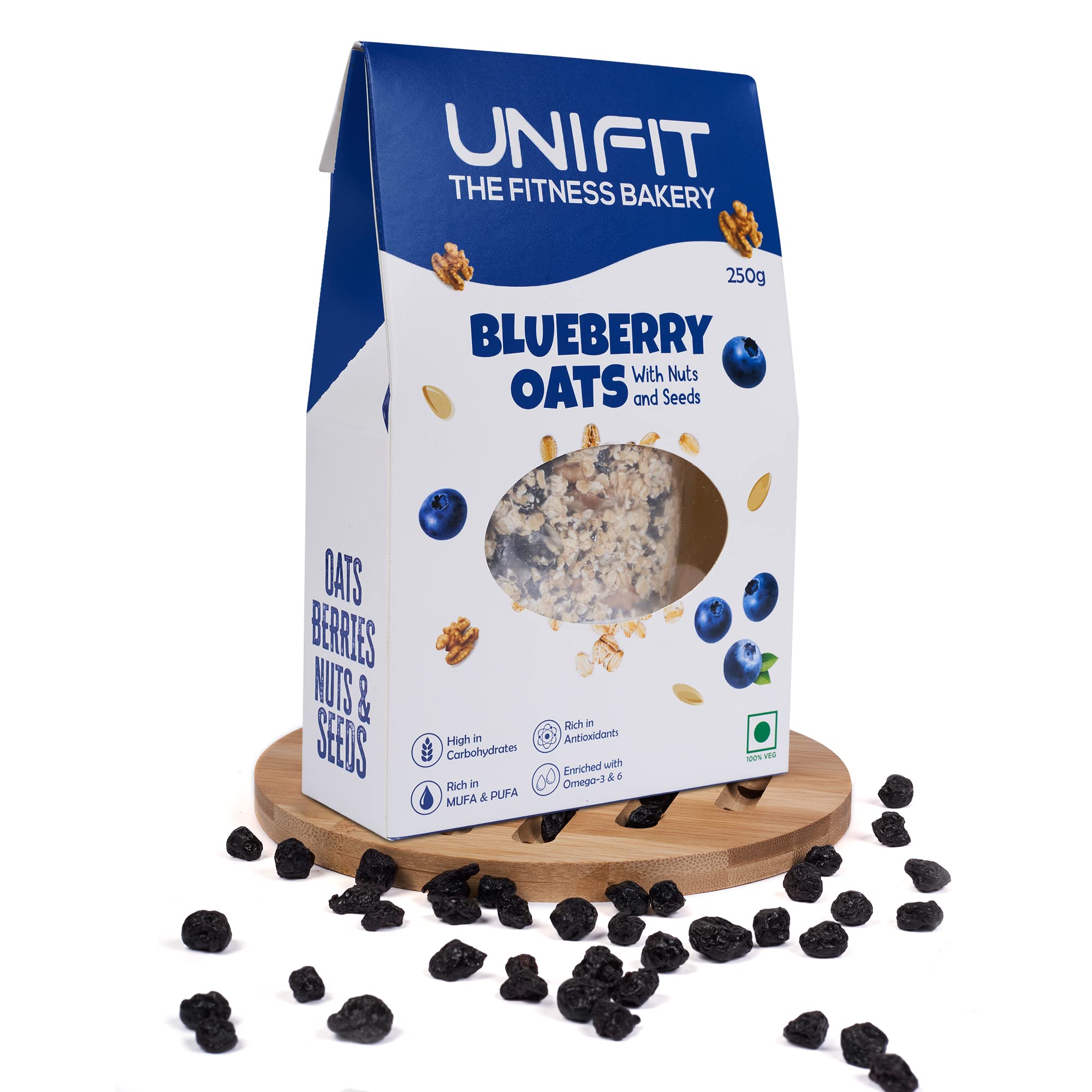 UNIFIT Instant Delicious Blueberry Oats Healthy Breakfast With Goodness of Rolled Oats Nuts, Seeds & Blueberry| High Fiber Oats| Wholegrain | - 250gm (B09C2JCHRG) Amazon Price History, Amazon Price Tracker