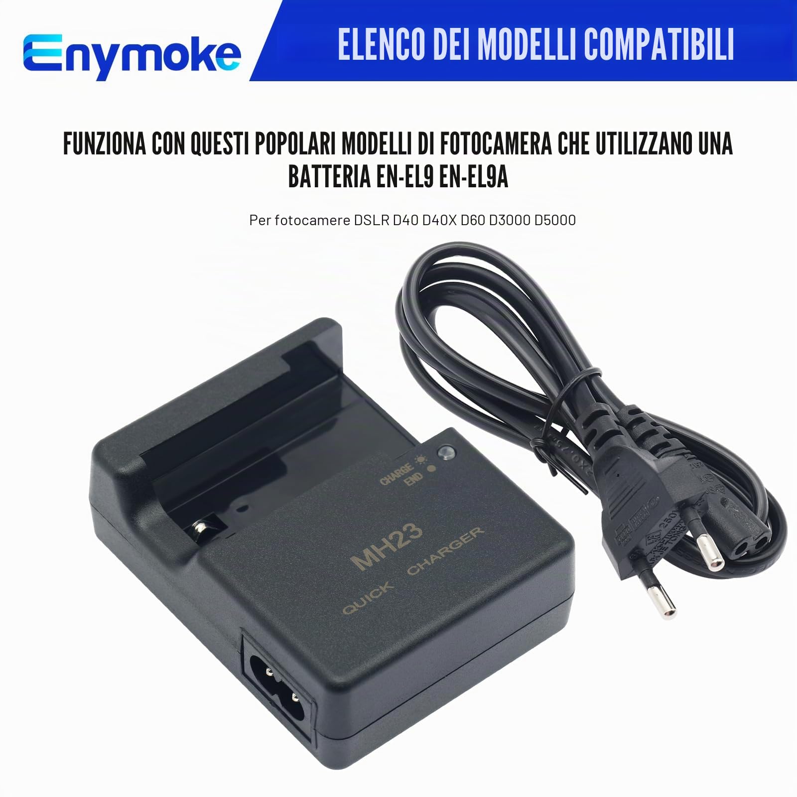 MH-23 Caricabatterie Rapido per Nikon: Compatibile con EN-EL9 EN-EL9a Batteria per Nikon D40 D40X D60 D3000 D5000 DSLR
