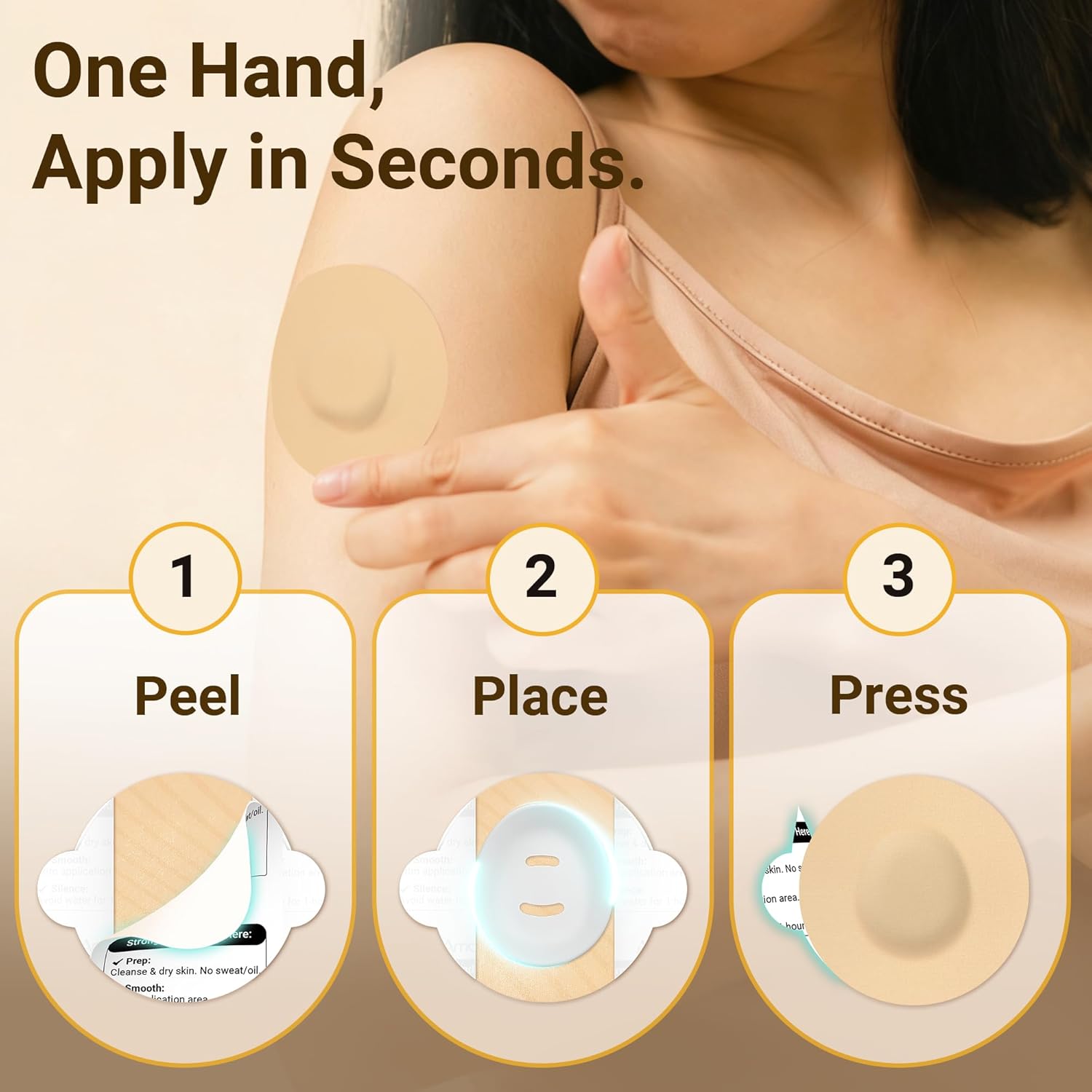 Dexcom G7 & Stelo Over Patches Waterproof, Amolyfe 20 Pack Dexcom G7 Overpatches, Bump-Proof with Hard Cap, Breathable, Medical Adhesive, 15-Day CGM Protection (Beige)
