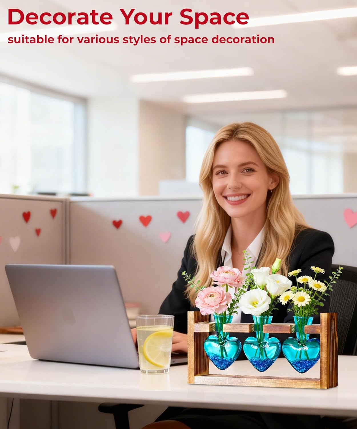 Nacome Plant Terrarium Propagation Stations: Valentines Day Gifts for Her Plant Lovers Women Mom Wife Daughter - 3 Bulb Glass Vase with Wooden Stand Tabletop for Hydroponics Home Garden Wall Decor - Image 8