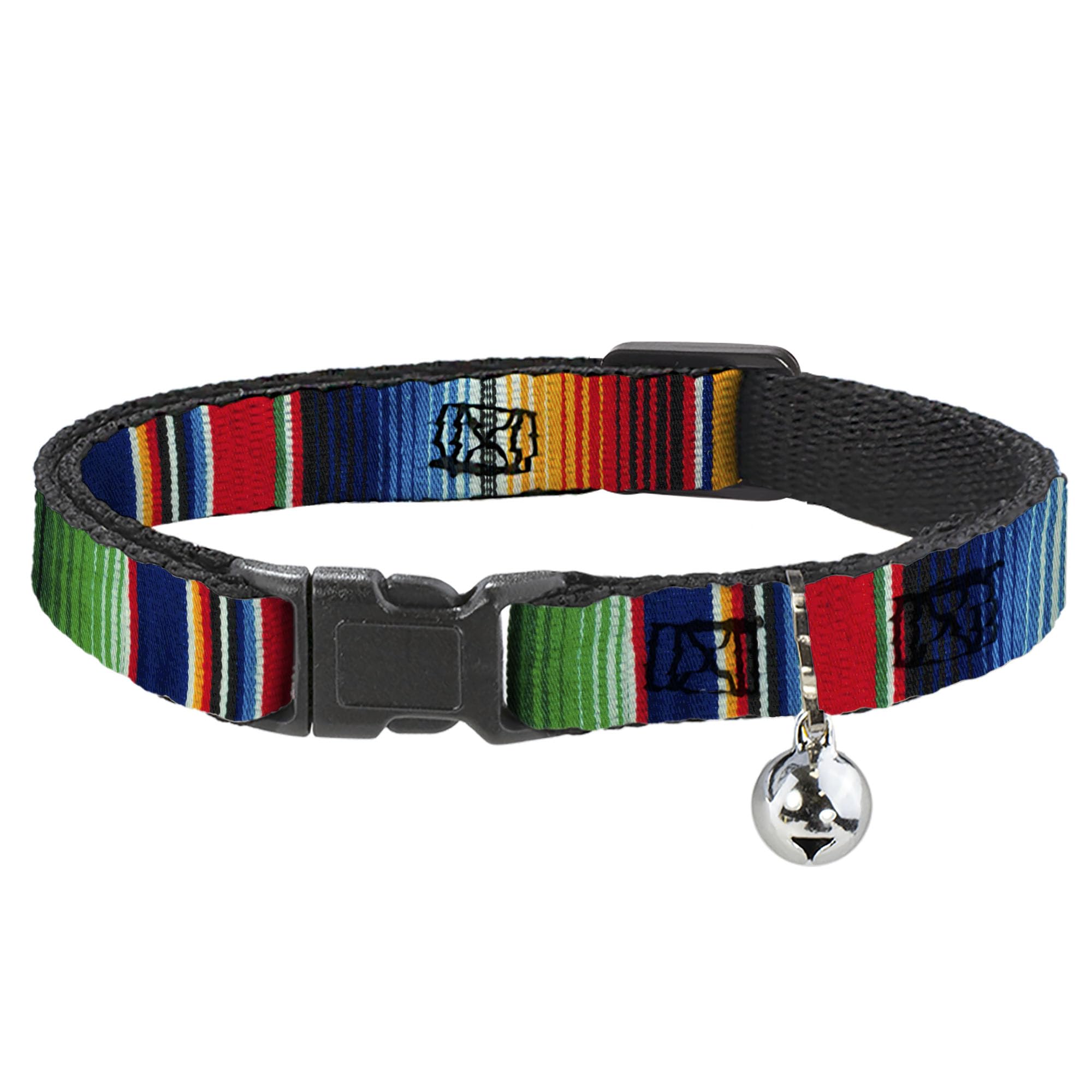 Collar de gato Buckle-Down estampado multicolor de poliéster resistente 8-12"