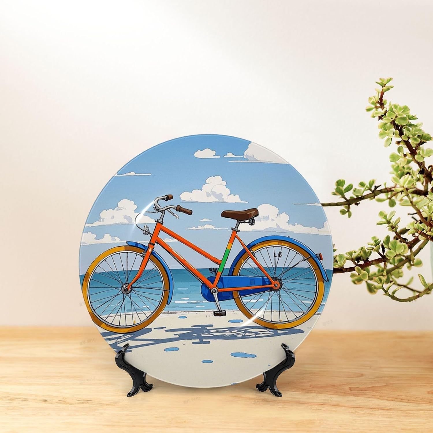 Decorative Plate Art Crafts Bone China Decorative Plate with Display Rack Souvenir Wall Decor Ceramic Ornaments Dinner Plates Ceramic Decoratives Plates for Home Office 10in