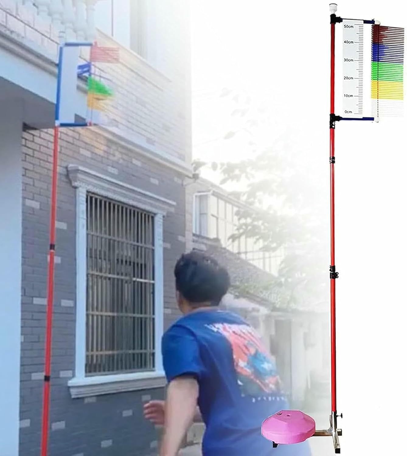 Free-Standing Jump Measurement Tester，3.9-11.5 Feet Vertical Jump Tester with Stable Base, Vertical Challenger Jump Tester Measuring Tool, High Jump Training Equipment~/