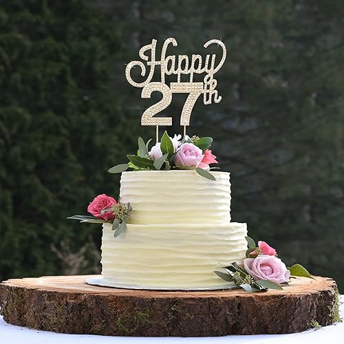 Miniatura 60 de LINGTEER Decoración de pastel de diamantes de imitación dorados para cumpleaños número 15 – Cheers to 15th Birthday Quince años de edad, decoración