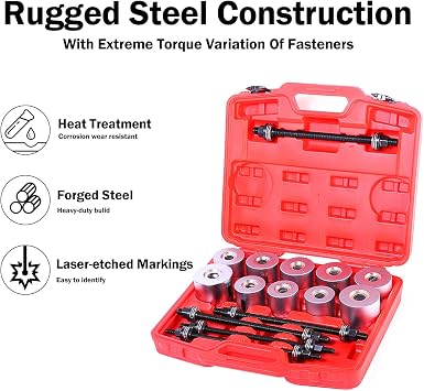 27pc Universal Press And Pull Sleeve Tool Kit Bush Bushing and Bearing Removal Remover Set
